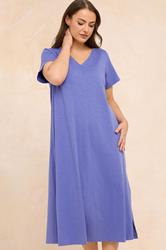 EVANS Plus Size Bright Blue Premium Cotton Dress | Evans 1