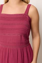 YOURS Plus Size Pink Cheesecloth Pleated Tiered Dress | Yours Clothing 5