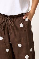 PixieGirl Petite Women's Chocolate Brown Polka Dot Wide Leg Trousers | PixieGirl  5