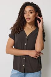 M&Co Brown Button Front Blouse | M&Co 2
