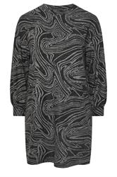 YOURS Curve Black Abstract Print Soft Touch Jumper Dress