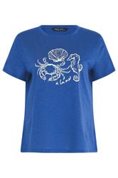 M&Co Blue 'A La Mer' Graphic Print Cotton T-Shirt