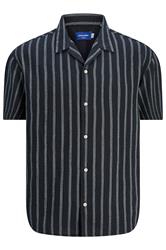 JACK & JONES Big & Tall Navy Blue & White Stripe Resort Shirt