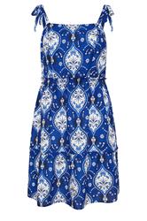 YOURS Curve Cobalt Blue Bandana Print Linen Smock Dress