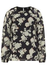 LTS Tall Black Floral Long Sleeve Blouse