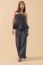 PixieGirl Petite Women's Black Sparkle Peplum Bandeau Top | PixieGirl 2
