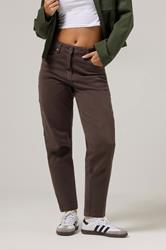 PixieGirl Petite Women's Chocolate Brown Non-Stretch Cotton Barrel Jeans | PixieGirl 2