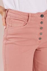LTS Tall Women's Coral Pink Button Detail Wide Leg Jeans | Long Tall Sally 4