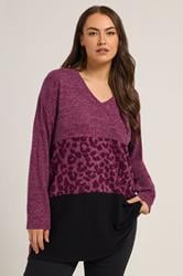 YOURS Plus Size Pink Animal Print Colourblock Top | Yours Clothing 3