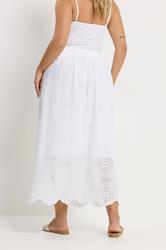 YOURS Plus Size White Broderie Anglaise Maxi Skirt | Yours Clothing 4