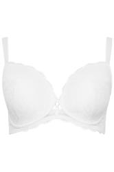 YOURS Curve White Lace Padded Plunge Bra