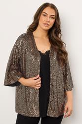 EVANS Plus Size Gold Sequin Embellished Kimono | Evans  1
