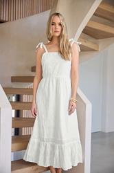 LTS Tall White Floral Broderie Anglaise Cotton Maxi Sundress | Long Tall Sally 3