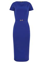 LTS Tall Cobalt Blue Scuba Buckle Midi Dress