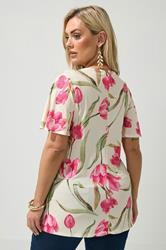 YOURS LONDON Plus Size White Floral Buckle Swing Top | Yours Clothing 2