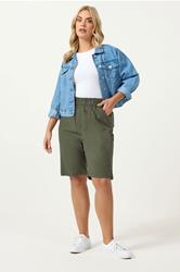 YOURSET 2 PACK Plus Size Black & Khaki Green Cool Cotton Shorts | Yours Clothing 5