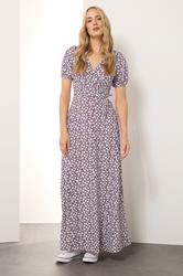 LTS Tall Berry Red Ditsy Floral Print Wrap Maxi Dress | Long Tall Sally 3