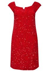 YOURS LONDON Curve Red Velvet Sequin Midi Dress
