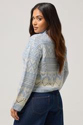 PixieGirl Petite Women's Blue Fairisle Knit Jumper | PixieGirl 2