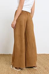 PixieGirl Petite Women's Camel Brown Suedette Wide Leg Trousers | PixieGirl 2