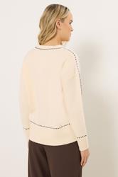 LTS Tall Ivory White Stitch Detail Jumper | Long Tall Sally 2