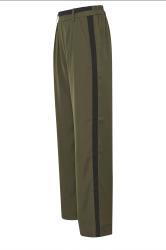 LTS Tall Khaki Green Contrast Stripe Wide Leg Trousers