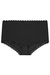 YOURS Curve Black Lace Trim High Waisted Shorts
