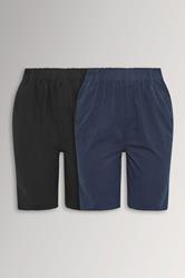 YOURSET 2 PACK Plus Size Black & Navy Blue Cool Cotton Shorts | Yours Clothing 3