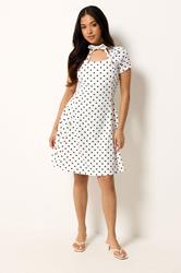 PixieGirl Petite Women's White Polka Dot Tie Detail Mini Dress | PixieGirl 1