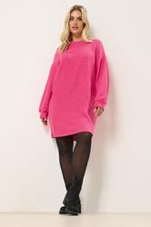 YOURS Plus Size Hot Pink Soft Touch Jumper Dress | Yours Clothing 1