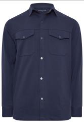 BadRhino Big & Tall Navy Blue Textured Jersey Shacket
