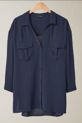EVANS Curve Navy Blue Utility Pocket Shirt