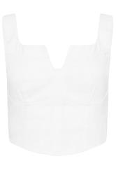 PixieGirl Petite Women's White Cotton Notch Neck Corset Top | PixieGirl 5