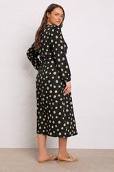 EVANS Plus Size Black Spot Print Split Front Dress | Evans 2