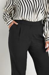 YOURS Plus Size Black Pleat Front Bootcut Trousers | Yours Clothing 4