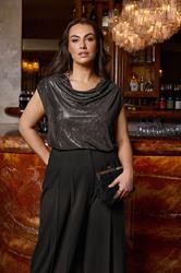 EVANS Plus Size Black Cowl Neck Top | Evans 1