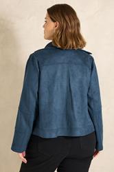 EVANS Plus Size Navy Blue Suedette Biker Jacket | Evans 2