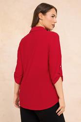 EVANS Plus Size Red Tab Sleeve Blouse | Evans 2
