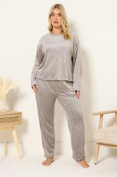 YOURS Plus Size Set Natural Brown Embossed Leopard Super Luxe Lounge | Yours Clothing 3