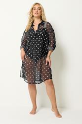 YOURS Plus Size Black Polka Dot Cover Up | Yours Clothing 1