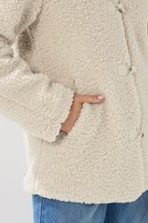 LTS Tall Ivory White Borg Button Through Jacket | Long Tall Sally 5