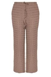 YOURS Curve Brown Bubble Textured Wide Leg Trousers