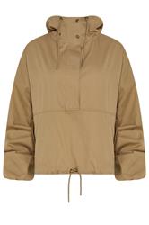 PixieGirl Petite Women's Stone Brown Half Zip Hooded Windbreaker Jacket | PixieGirl  5