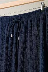 EVANS Plus Size Navy Blue Plisse Wide Leg Trousers | Evans 7