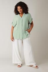 EVANS Plus Size Sage Green Short Sleeve Blouse | Evans 1