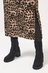 YOURS Plus Size Brown Leopard Textured Tube Skirt | Yours Clothing 4