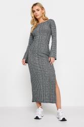 PixieGirl Petite Black Twist Back Ribbed Knit Midi Dress | PixieGirl  3