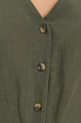 YOURS Plus Size Khaki Green Linen Waistcoat | Yours Clothing 5