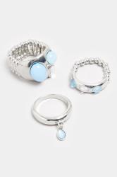 YOURSET 3 PACK Silver Tone Stone Ring Set | Yours Clothing 3