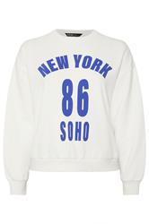 YOURS Curve White 'New York' Slogan Sweatshirt